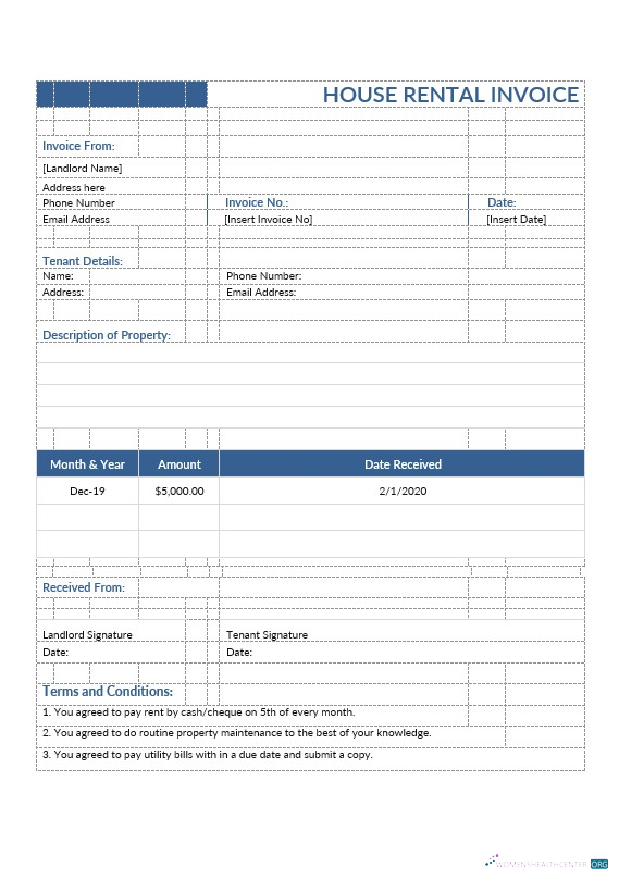 Download House Rental Invoice Template Photoshop template